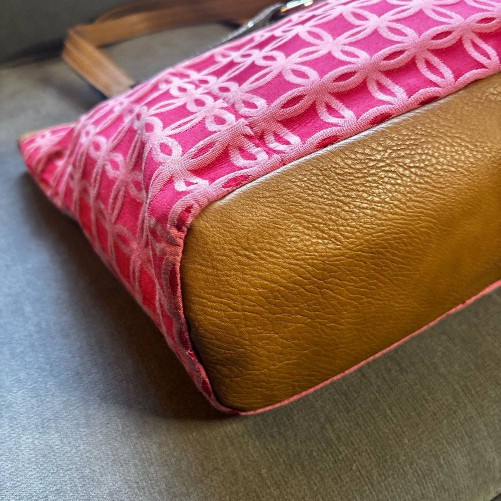 Croft & Barrow Coral Pink Jacquard Pattern Tote EUC - Picture 10 of 16